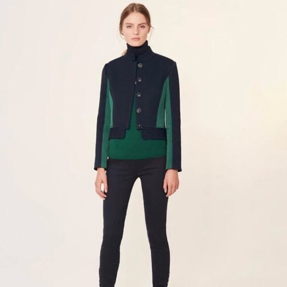 Tory Burch Canter Riding Jacket colorblock Coat quilted Size 0 - Picture 2 of 10